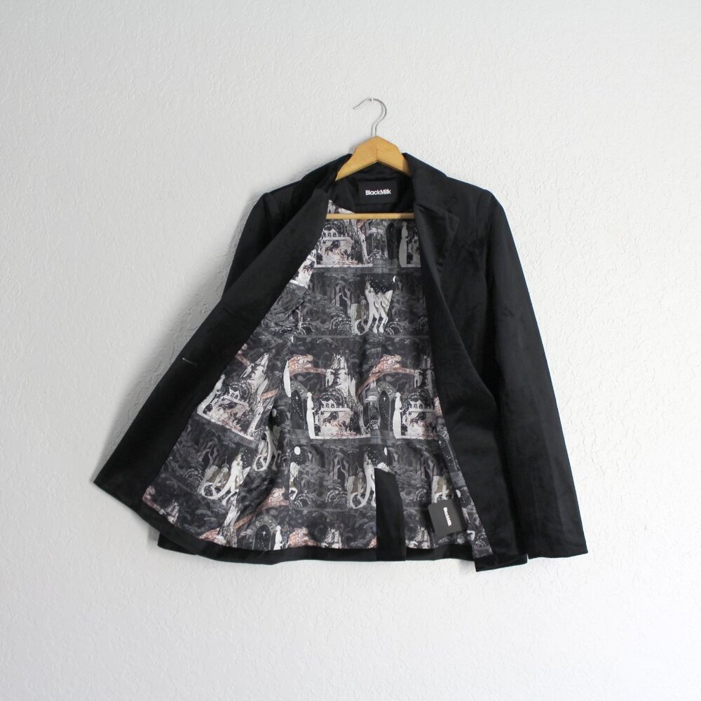 Blackmilk Black Velvet Nielsen Fairy Tales Blazer jacket art to wear XS 4/6 NWT - Picture 6 of 13
